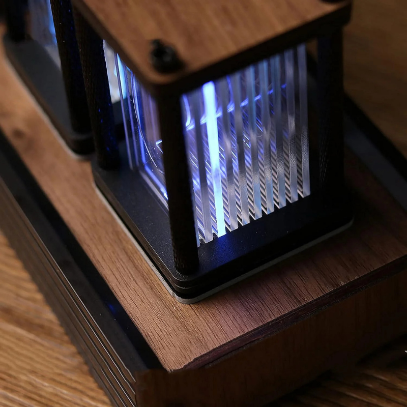 Walnut Nixie-Tube Style RGB LED Clock | Retro Digital Timepiece