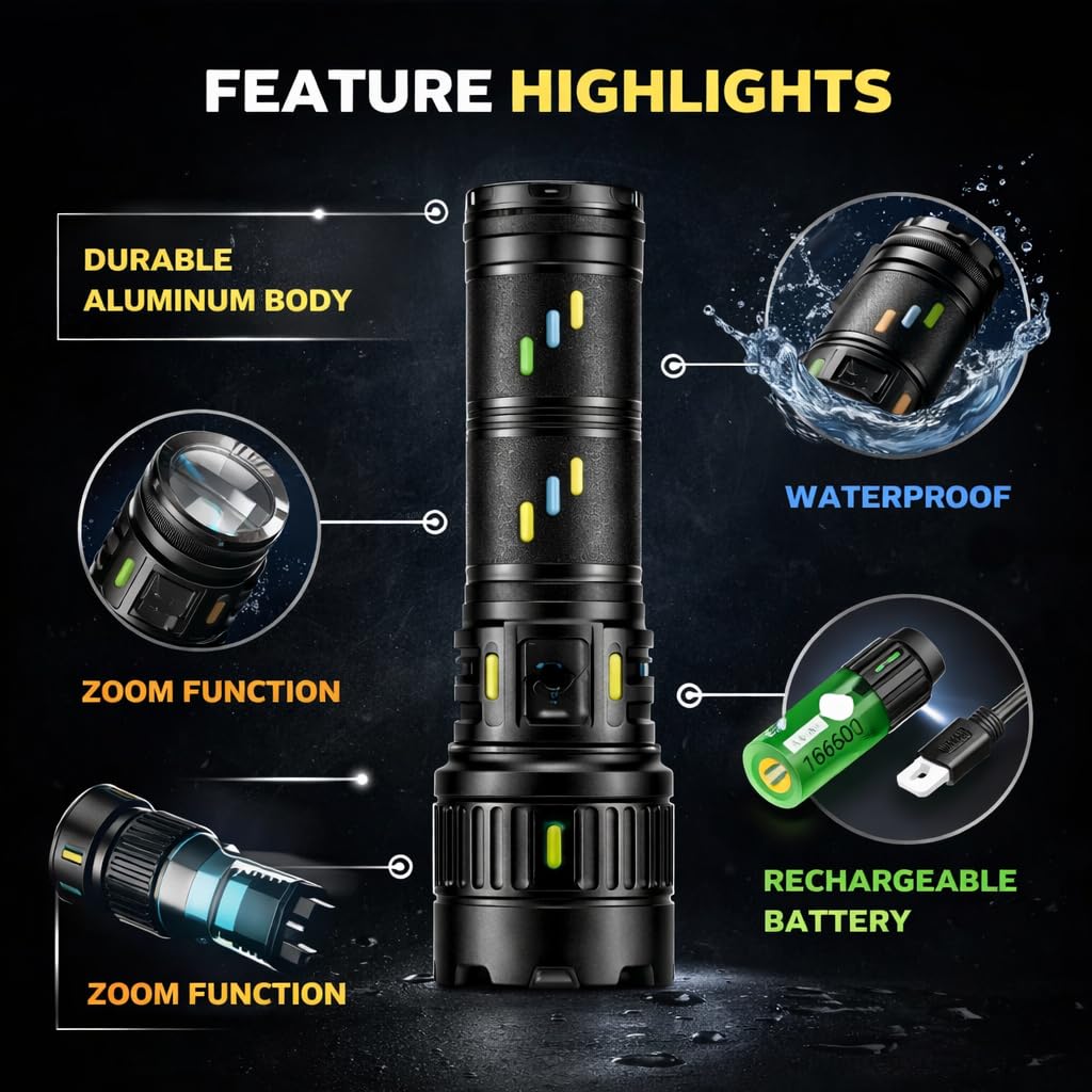 GHS Rechargeable Torch Flashlight